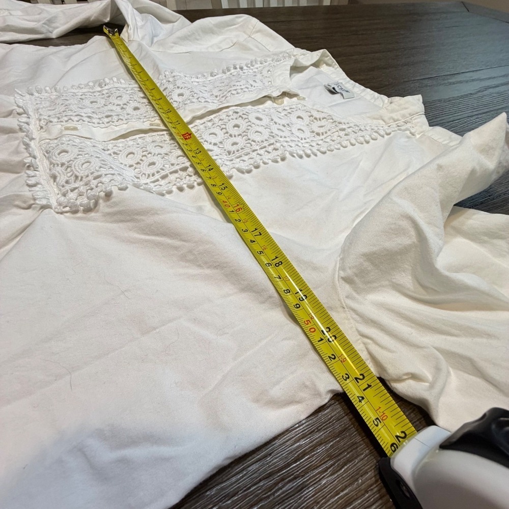 J.Crew Re-Imagined White Cotton Eyelet Lace Popover Blouse Womens Large L - Picture 8 of 11